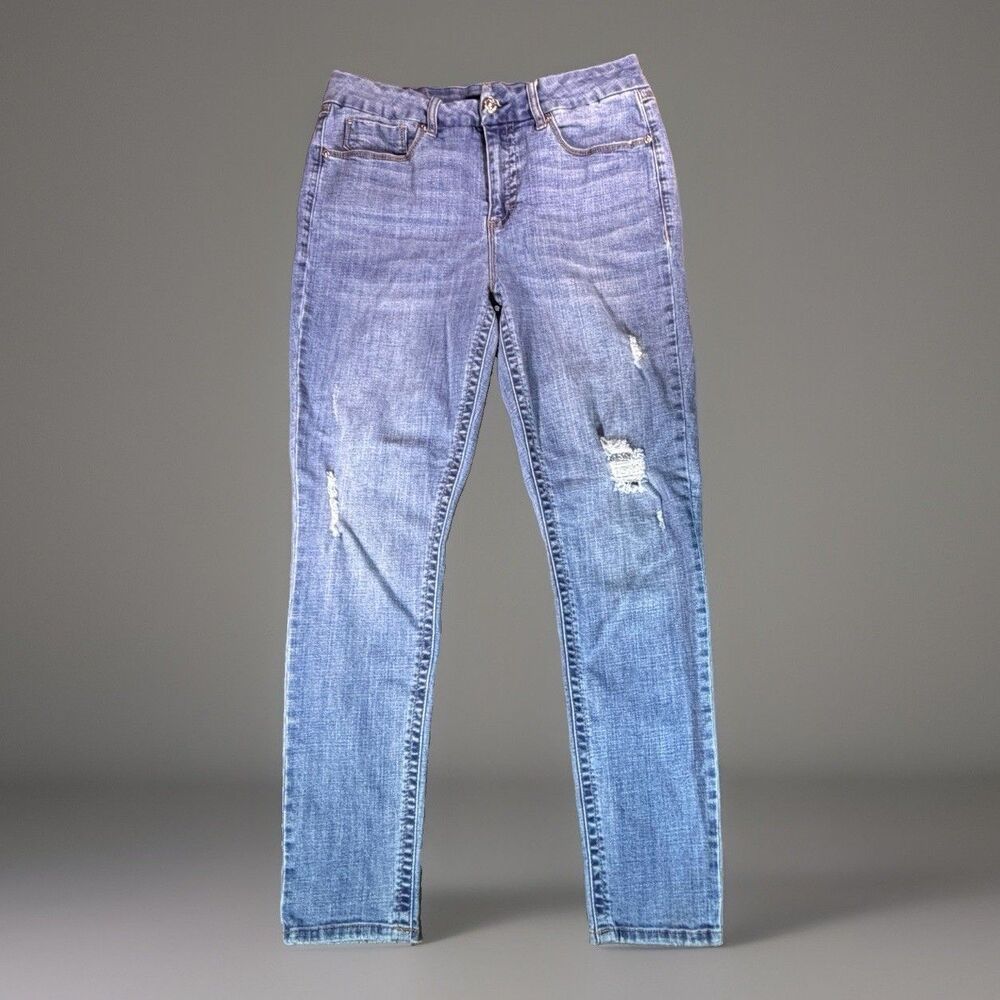 Seven7 Tummyless High Rise Skinny Jeans Womens Size 12 Strata Stretch Blue Denim